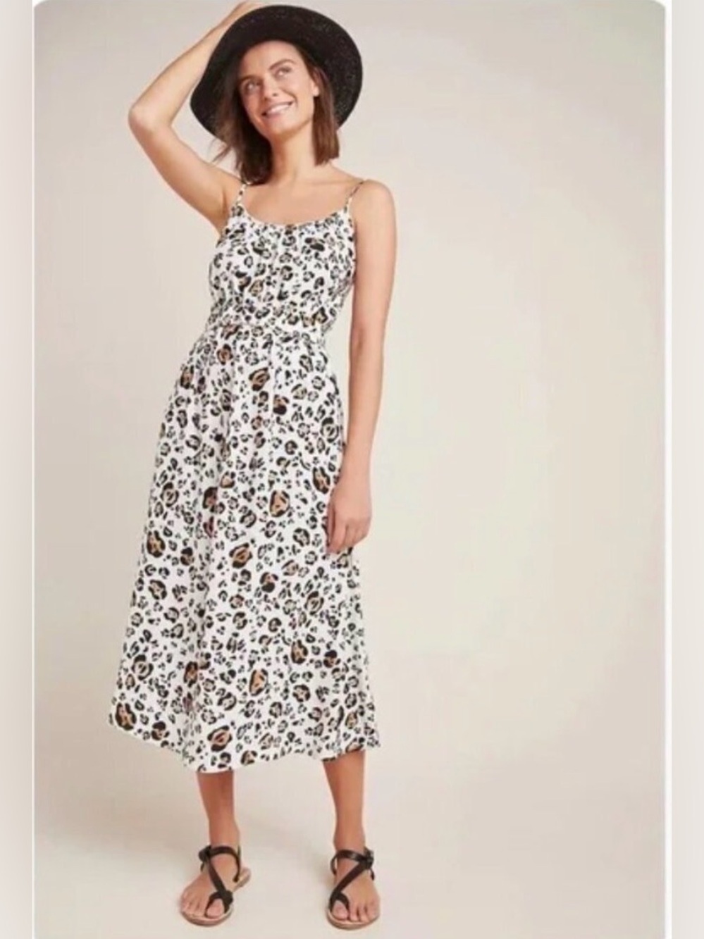 Corey Lynn Calter Anthropologie Arabella Leopard Midi Tank Dress,Size XS - Picture 2 of 11